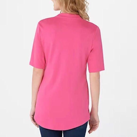 Isaac Mizrahi Essentials V-Neck Elbow Sleeve Tunic - Picture 2 of 3